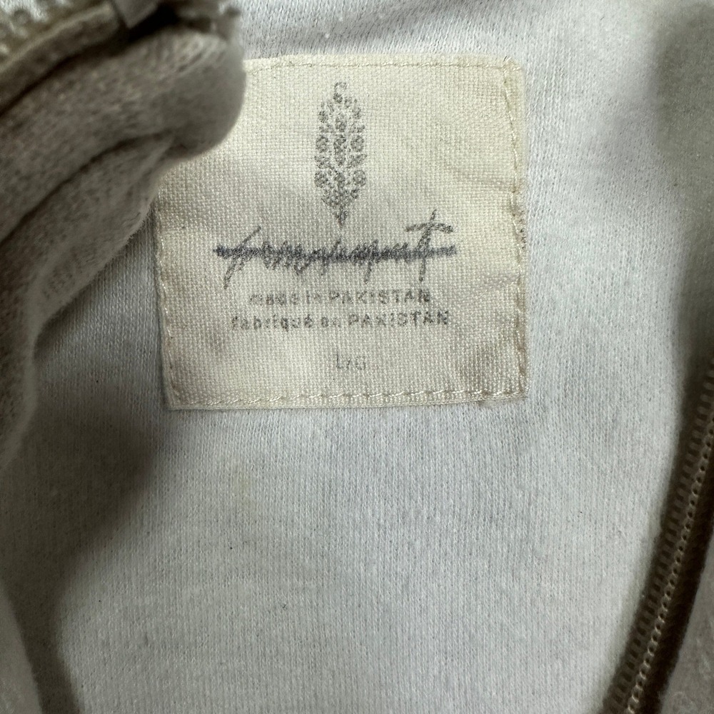 Free People Movement Half Zip Tank Large White Tan Cropped Sleeveless Top - Picture 3 of 8